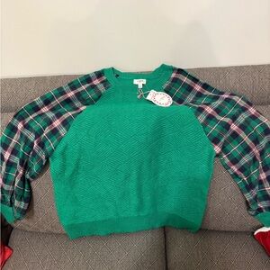 Green Plaid Women's Sweater